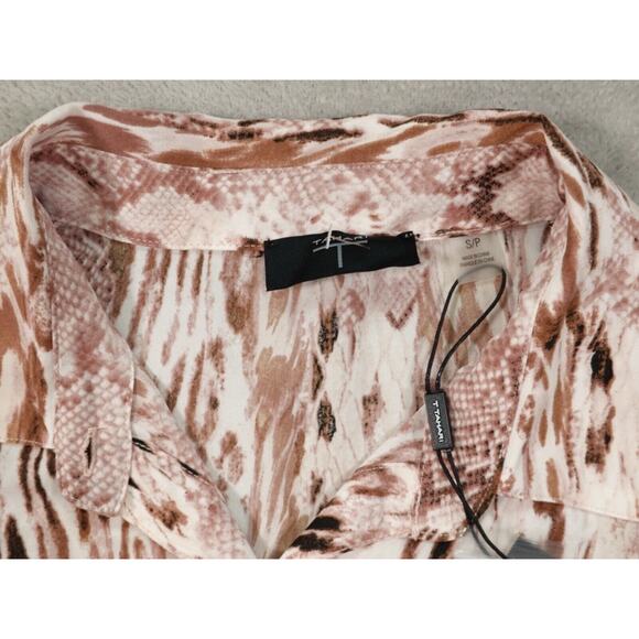 Tahari Womens Brown Collared Button Up Long Sleeve Animal Print Blouse Size S8 - Picture 7 of 12